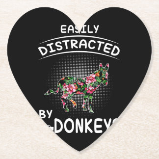 Donkey Lover Gift| Easily Distracted By Donkeys Paper Coaster