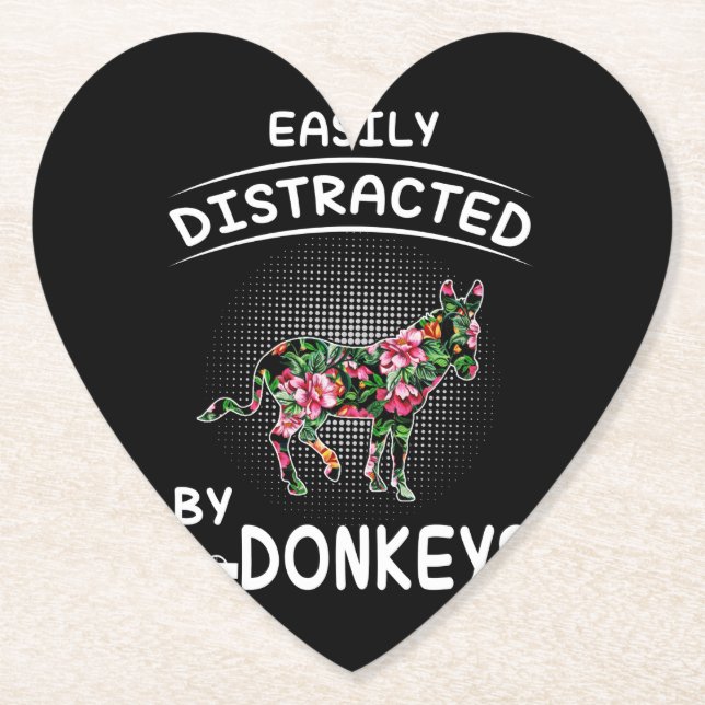 Donkey Lover Gift| Easily Distracted By Donkeys Paper Coaster (Front)