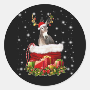 Donkey Lover Gift  Happy Donkey Merry Christmas Classic Round Sticker