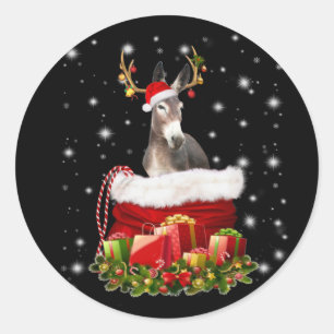 Donkey Lover Gift Happy Donkey Merry Christmas Classic Round Sticker