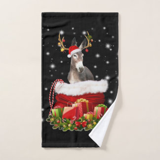 Donkey Lover Gift| Happy Donkey Merry Christmas Hand Towel