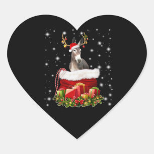 Donkey Lover Gift  Happy Donkey Merry Christmas Heart Sticker