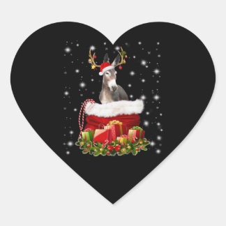 Donkey Lover Gift| Happy Donkey Merry Christmas Heart Sticker