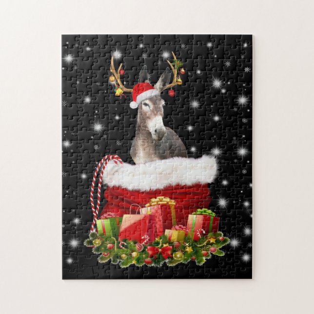 Donkey Lover Gift| Happy Donkey Merry Christmas Jigsaw Puzzle (Vertical)