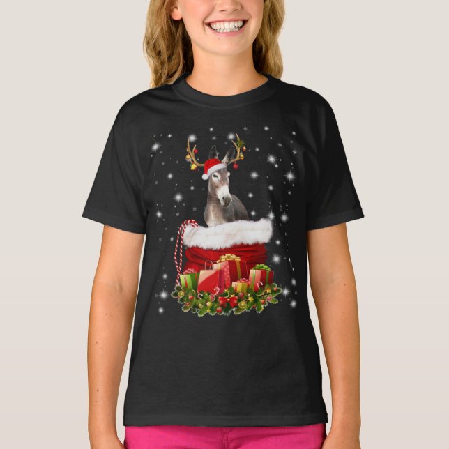 Donkey Lover Gift| Happy Donkey Merry Christmas T-Shirt (Front)