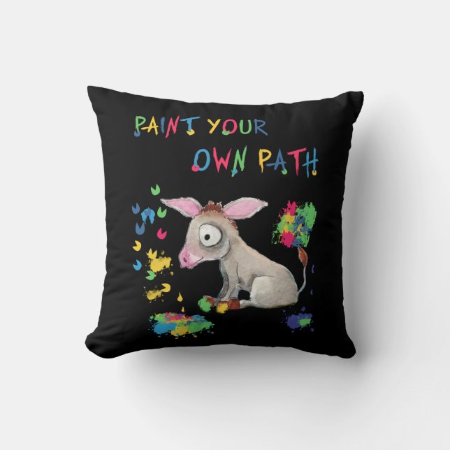 Donkey Lover Gift| Paint Your Own Path Cushion (Front)