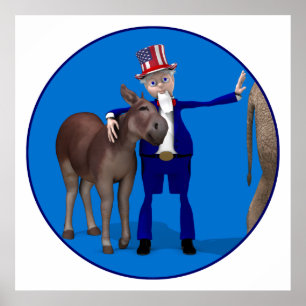 Donkey Lover Uncle Sam Poster