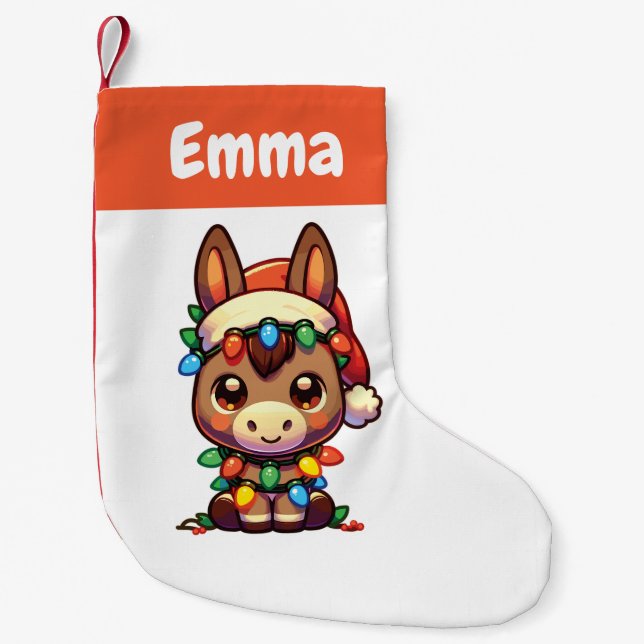 Donkey Merry Christmas Winter Animals Cute Donkeys Small Christmas Stocking (Front)