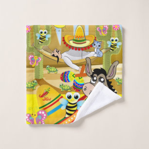 Donkey Mexican Man Sombrero Bathroom Towel Sets