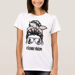 Donkey Mum Messy Bun Life Hair Glasses for Donkey T-Shirt