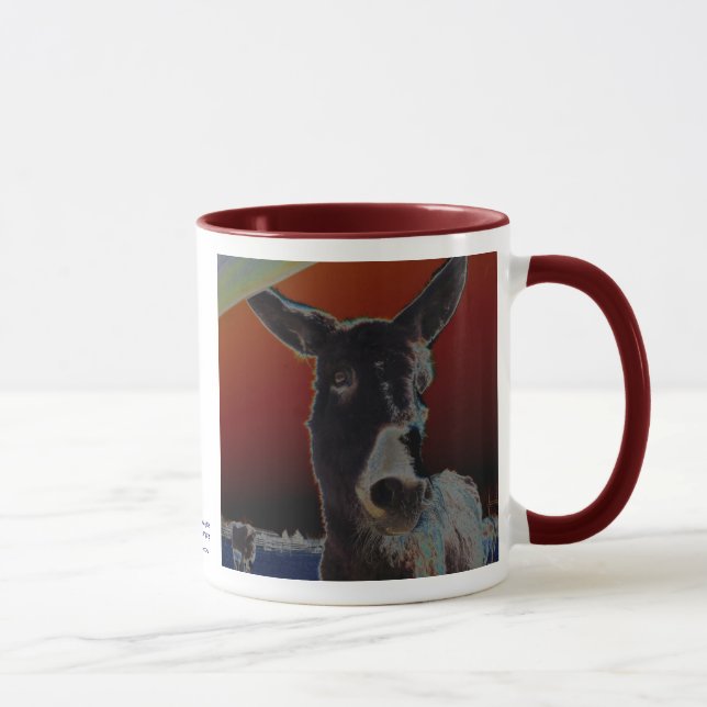 Donkey on Dark Red Mug (Right)