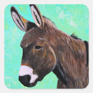 Donkey Painting Square Sticker