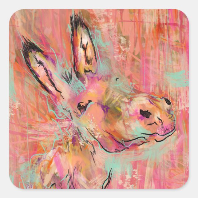 donkey painting square sticker (Front)
