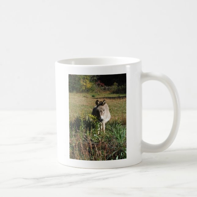 Donkey Picking Yellow Autumn Wildflowers Coffee Mug (Right)