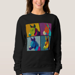 Donkey Pop Illustration Colorful Animal Women Men Sweatshirt