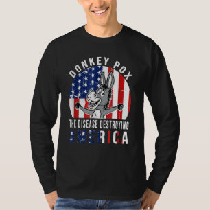Donkey Pox The Disease Destroying America USA Flag T-Shirt