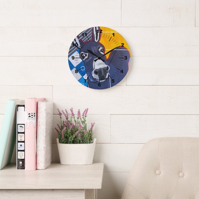 Donkey Punch Painting by Alfred Fox Large Clock (Reading Room)