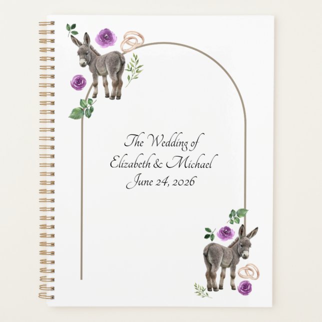 Donkey Purple Floral Rustic Wedding Planner (Front)