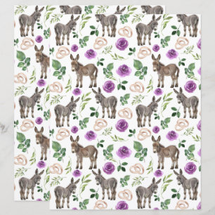 Donkey Purple Floral Wedding Scrapbook Paper