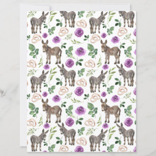 Donkey Purple Floral Wedding Scrapbook Paper
