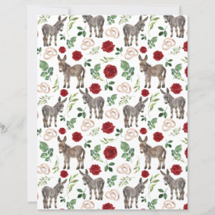 Donkey Red Floral Wedding Scrapbook paper