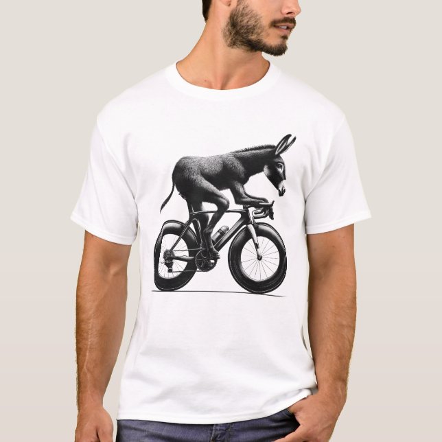 Donkey Riding Bike Biker Bicycle Lover Biking T-Shirt (Front)