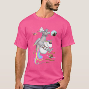 Donkey Riding Unicorn Food Pizza Space Party gift T-Shirt