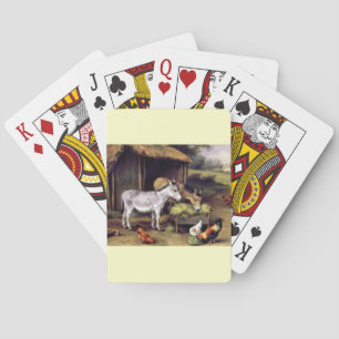 Donkey rooster farm playing cards