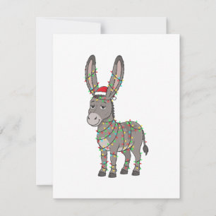 Donkey Santa Hat Christmas Lights Funny Holiday Card
