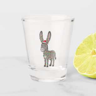 Donkey Santa Hat Christmas Lights Funny Holiday   Shot Glass