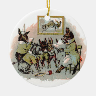 Donkey School Antique Illustration Ceramic Tree Decoration
