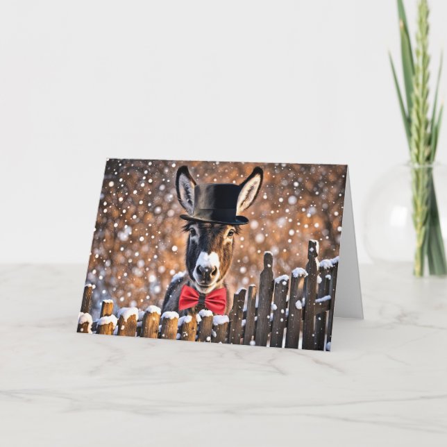 Donkey Seasons Greetings Christmas Holiday Card (Front)