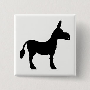 Donkey Silhouette 15 Cm Square Badge