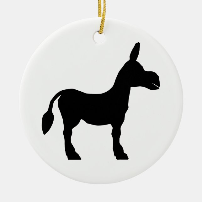 Donkey Silhouette Ceramic Tree Decoration (Front)