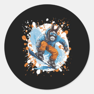 Donkey Snowboarding Animal Snowboard  Classic Round Sticker