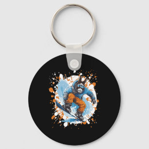Donkey Snowboarding Animal Snowboard Key Ring
