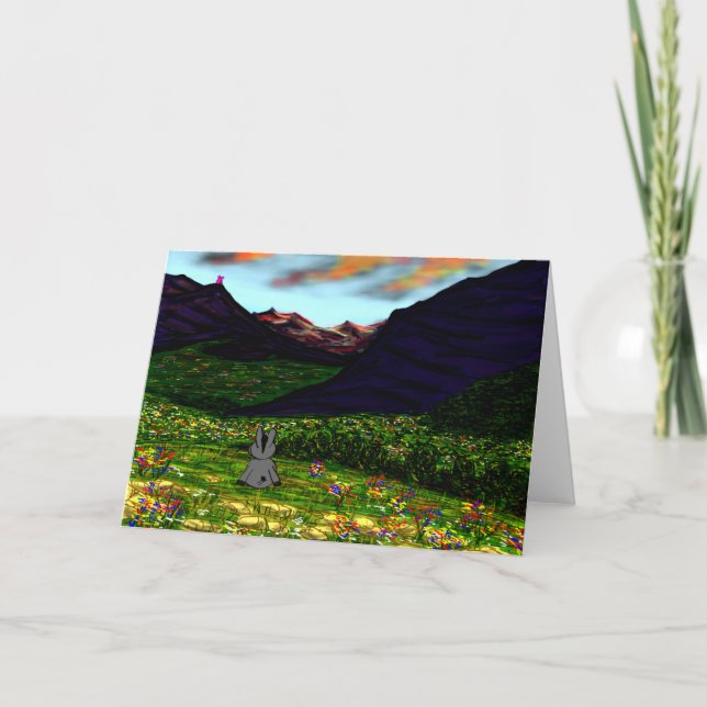 donkey staring at mountains card (Front)