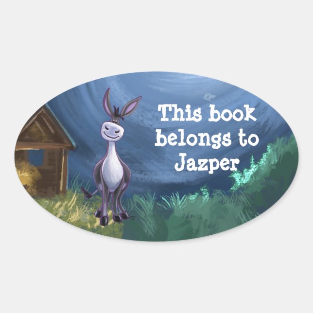 Donkey Stationery Oval Sticker (Front)