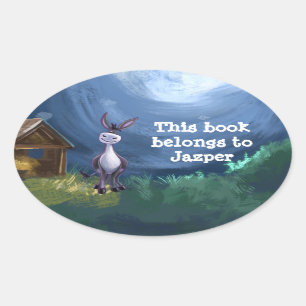 Donkey Stationery Oval Sticker