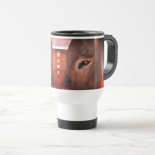 Donkey Thoughts Animal Personalised  Travel Mug (Front Right)