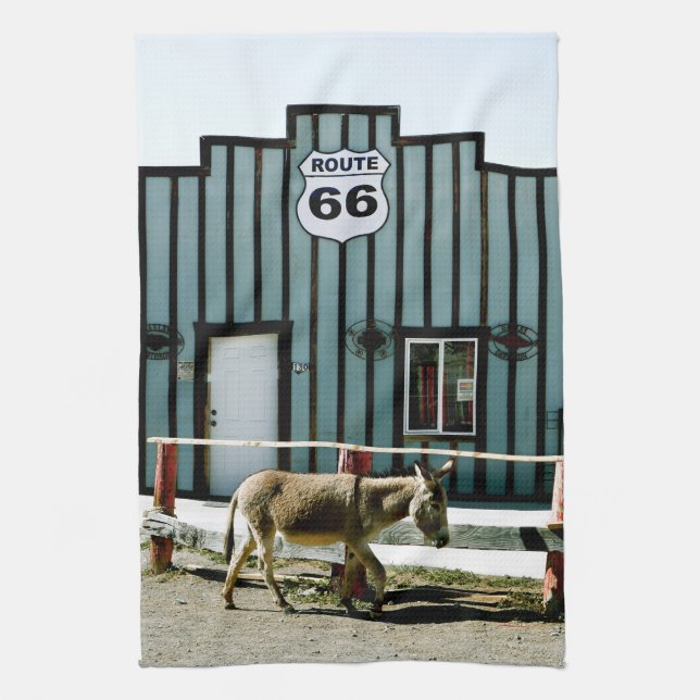 Donkey Town Oatman Arizona Tea Towel (Vertical)