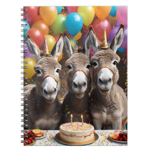 Donkey Triplets Celebrating Their Birthday, Notebook