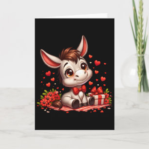 Donkey Valentine Hearts Farm Animal  Card