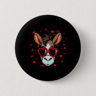 Donkey Valentine Sungles Heart Cute Lovers 6 Cm Round Badge