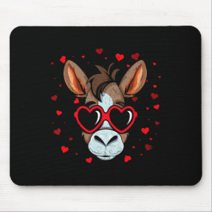 Donkey Valentine Sungles Heart Cute Lovers Mouse Mat