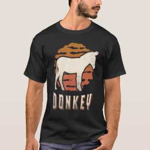 Donkey Vintage Retro Classic Animal Sunset T-Shirt