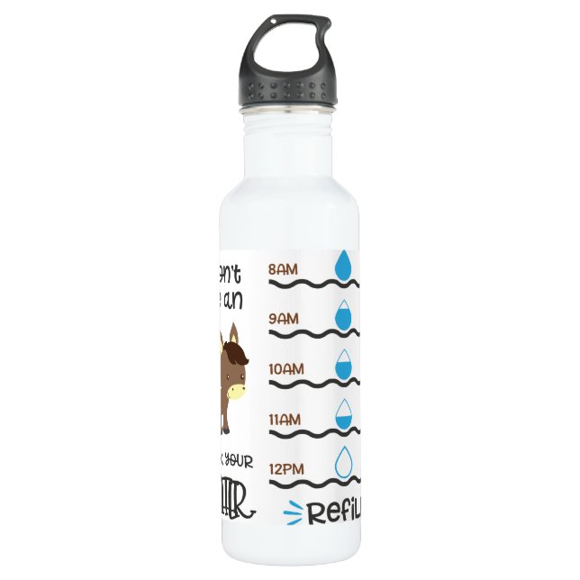 Donkey, Water Tracker. 710 Ml Water Bottle (Front)