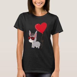 Donkey With Heart Balloon Valentines Day Love Boys T-Shirt