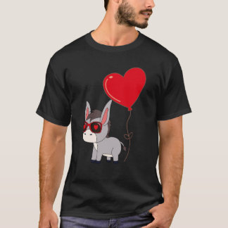 Donkey With Heart Balloon Valentines Day Love Boys T-Shirt