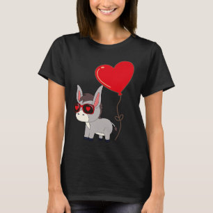 Donkey With Heart Balloon Valentines Day Love Boys T-Shirt